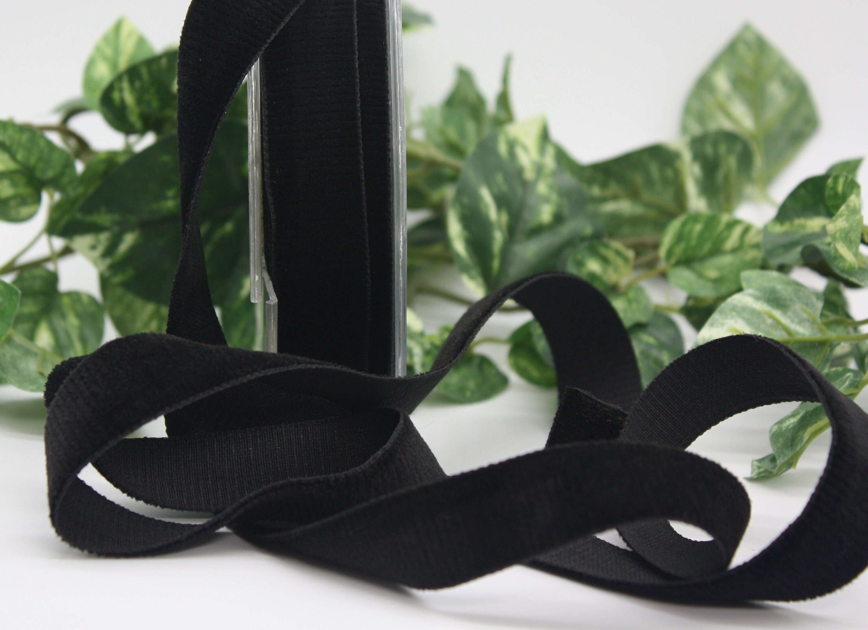 Black Corduroy Velvet Ribbon 3/4" wide BY THE YARD