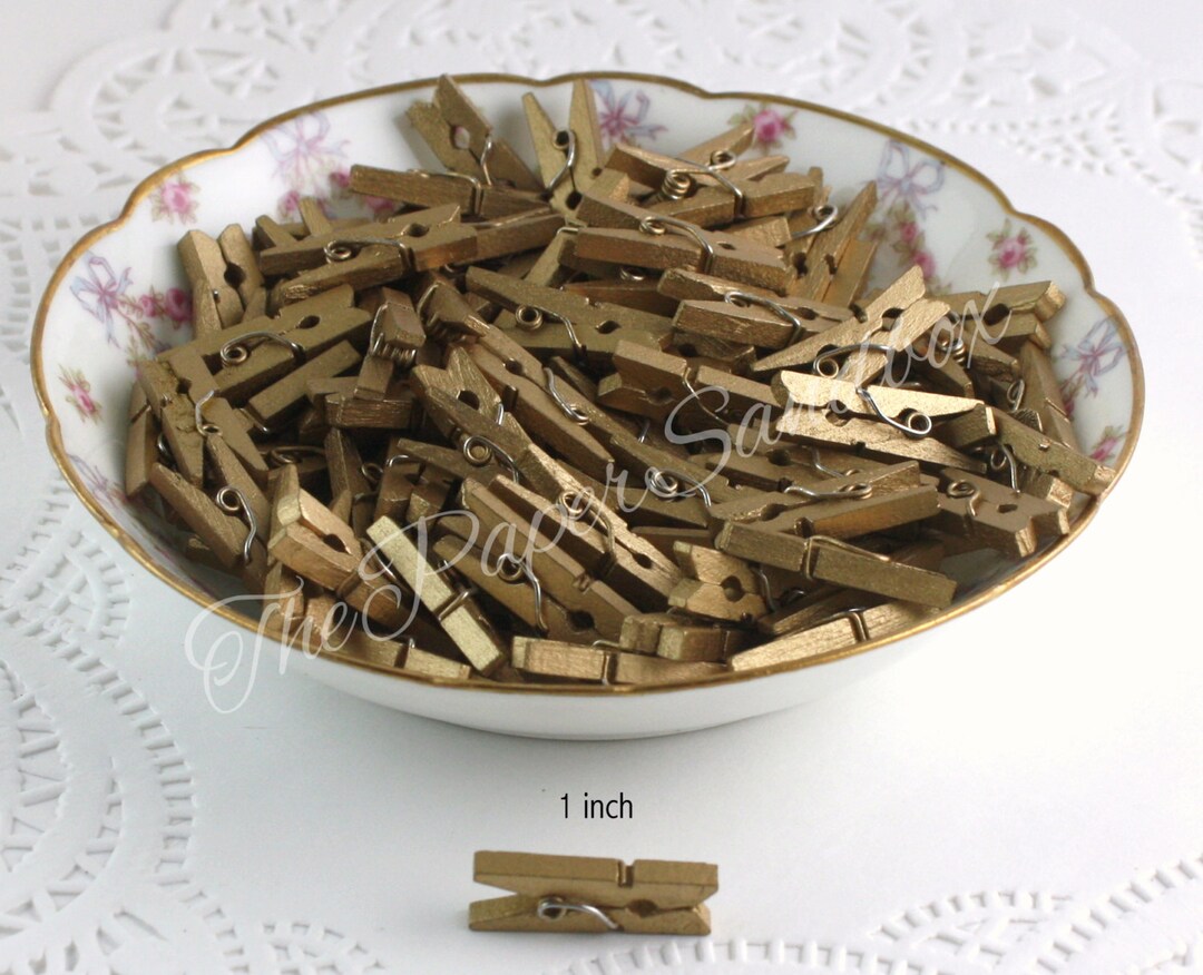 20 Matte Gold Mini Clothespins, 1 Inch Long, Gold Mini Clothespins Etsy