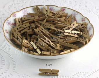 20 Matte Gold Mini Clothespins: 1-inch Craft Embellishments