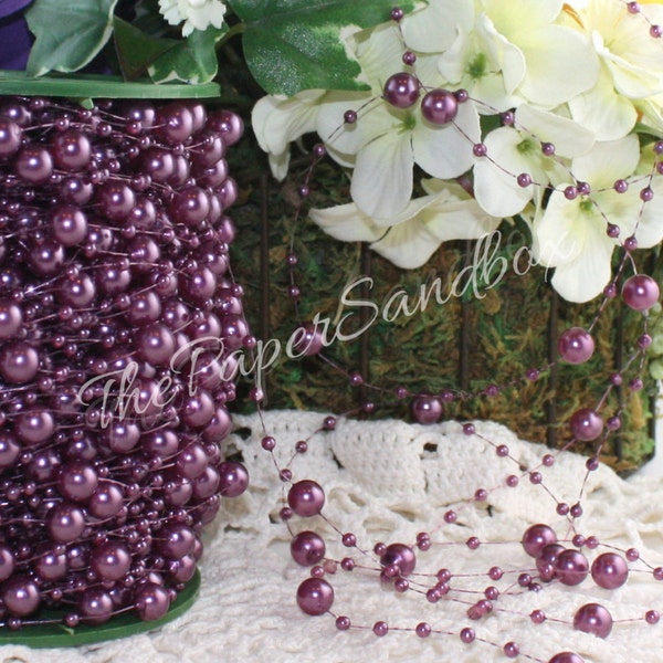 Lavender Pearl Beads by the yard, Lavender Bead Garland, Pantone Veri Peri