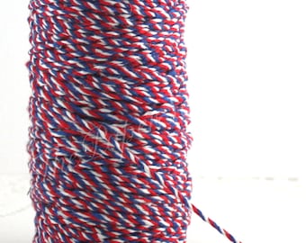 Red White Blue Twine 10 yards, Baker’s Twine, Cotton Twine