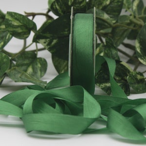 Green Silk Ribbon 1/4&quot;- 1.25&quot;  wide BY THE YARD