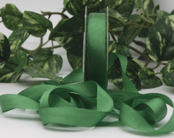 Hand Dyed Green Silk Ribbon: 1/4" - 1.25" Wide, By The Yard
