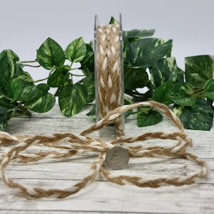 Braided Jute Cord Ribbon Ivory/Natural 5/16&quot; wide BY THE YARD