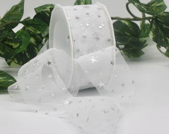 Silver Star Sheer White ShimmerRibbon 1.5” wide by the yard