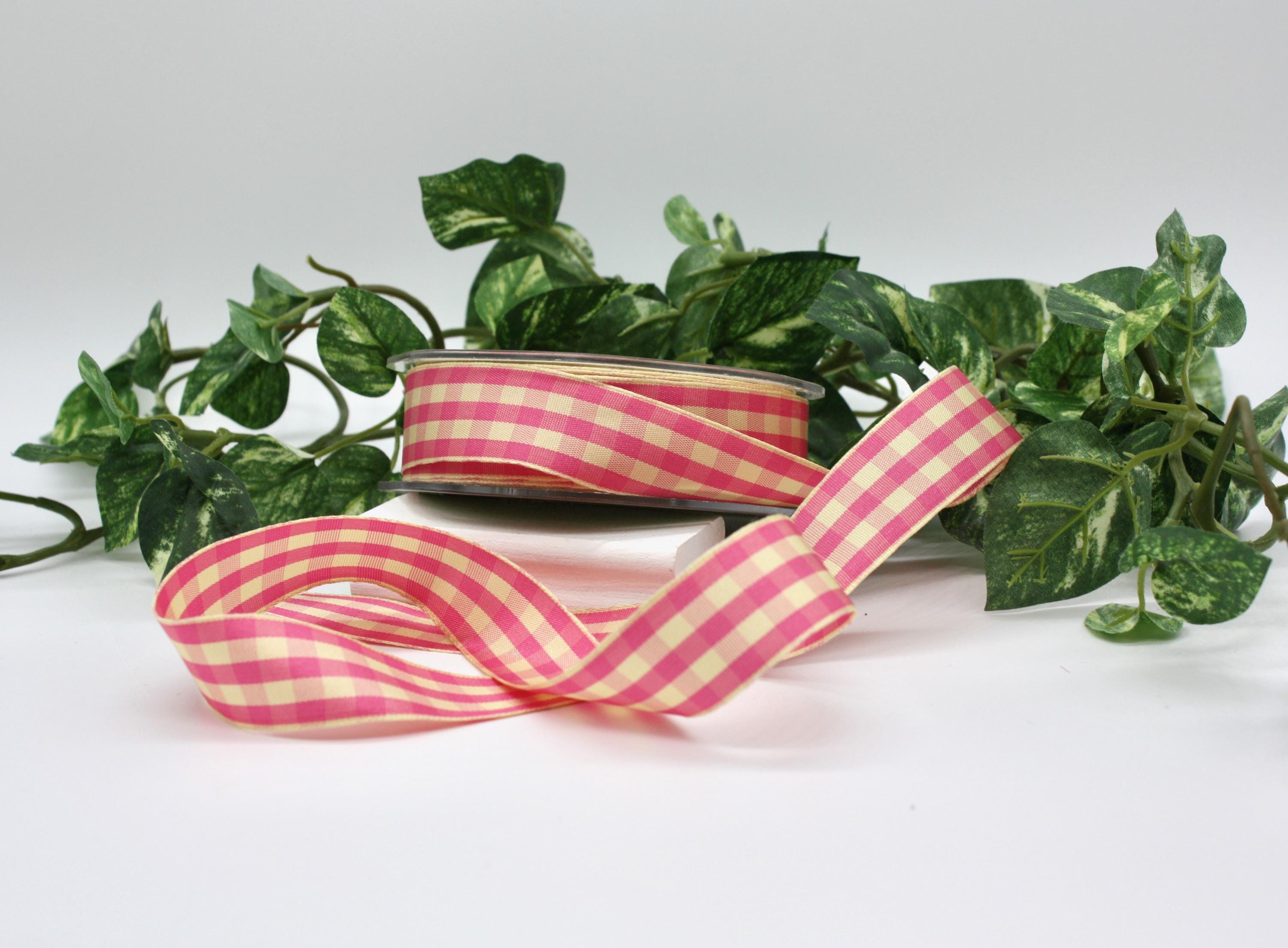 Pink Checklist Ribbon Pink/ivory Gingham Check Ribbon 7/8” Wide BY THE YARD - Etsy