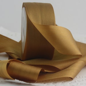 Antique Gold Silk Ribbon 1.25 wide image 1