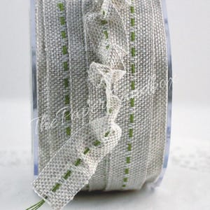 Green Center Stitch Burlap Ribbon 5/8” wide by the yard Bild 2
