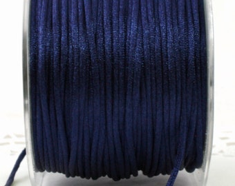 Navy Blue Satin Jewelry Cord 1/8” wide BY THE YARD