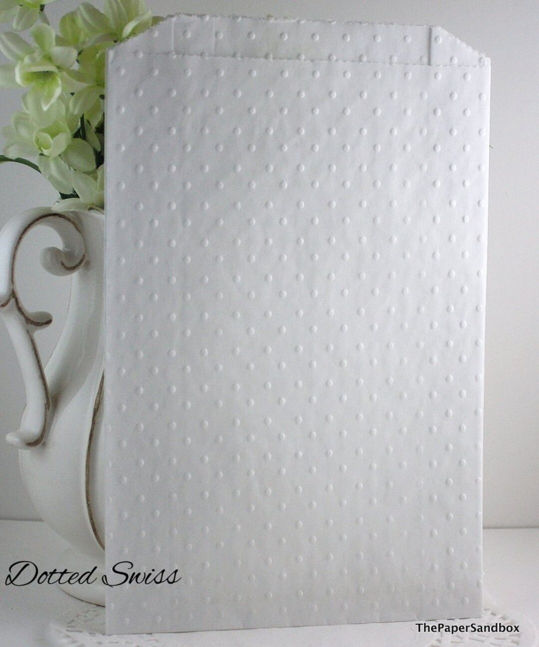 20 Dotted Swiss Embossed Paper Bag 6x2x9, Brown or White Grease Resistant Etsy