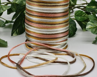 Variegated Brown/Gold/Gray/Blush 1/8" wide BY THE YARD Rattail Cord