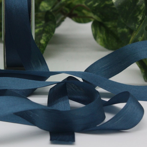 Maritime Navy Blue Silk Ribbon 1/2” wide, Pantone Maritime