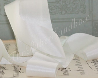 White Silk Ribbon 1.25" wide by the yard