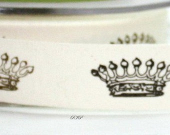 Crown Printed Cotton Ribbon 3/4” wide by the yard