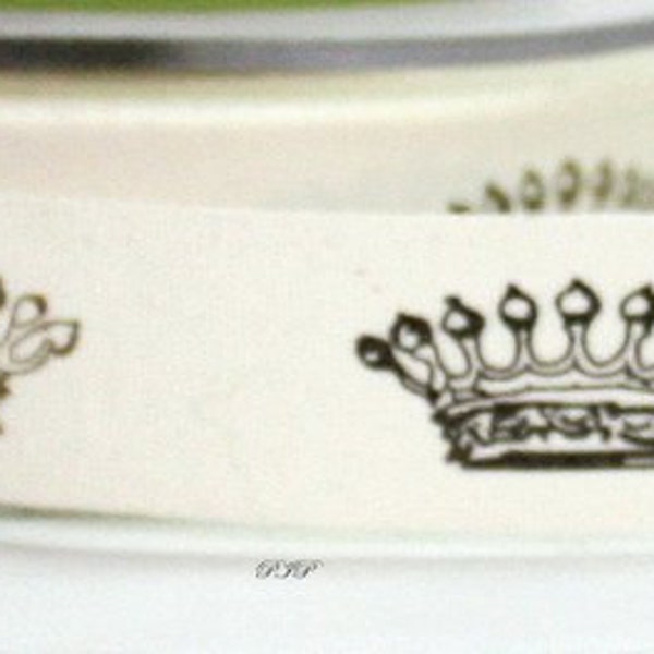 Crown Printed Cotton Ribbon 3/4” wide by the yard