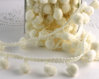 Ivory Pom Pom Trim  1/2” wide by the yard