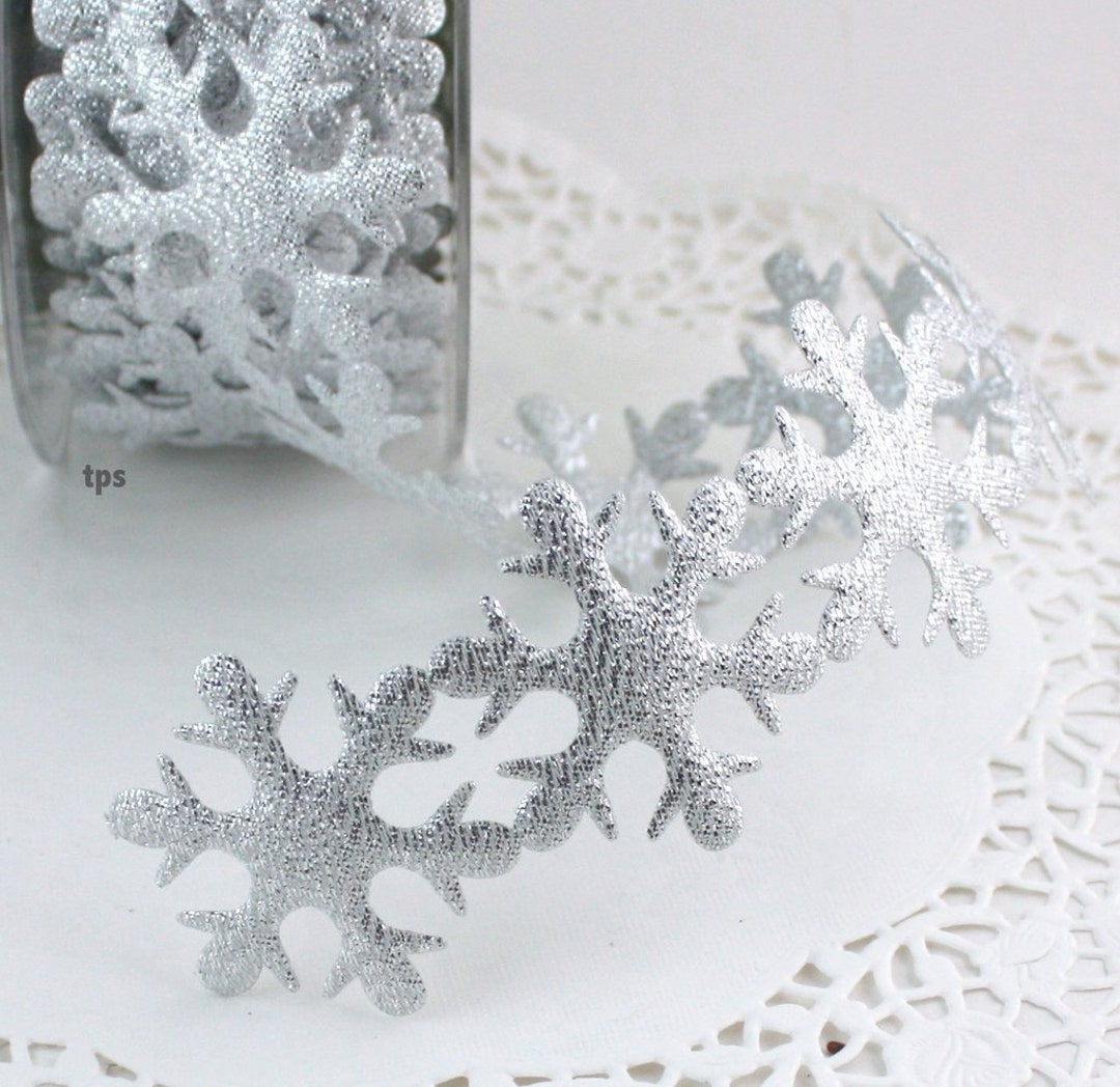 Large Silver Snowflake Ribbon Trim 1.75 Wide by the Yard Etsy