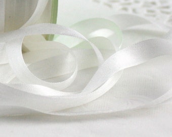 White Silk Ribbon 1/4” wide by the yard