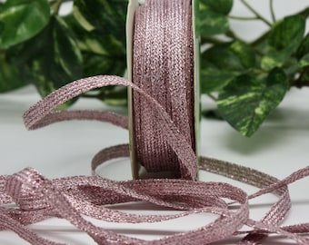 Pink Metallic Flat Braided Trim 3/16" wide BY THE YARD