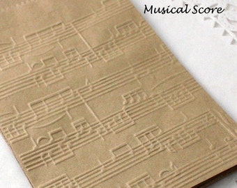 20 Musical Score Embossed Paper Bags, Choice of Size/Style