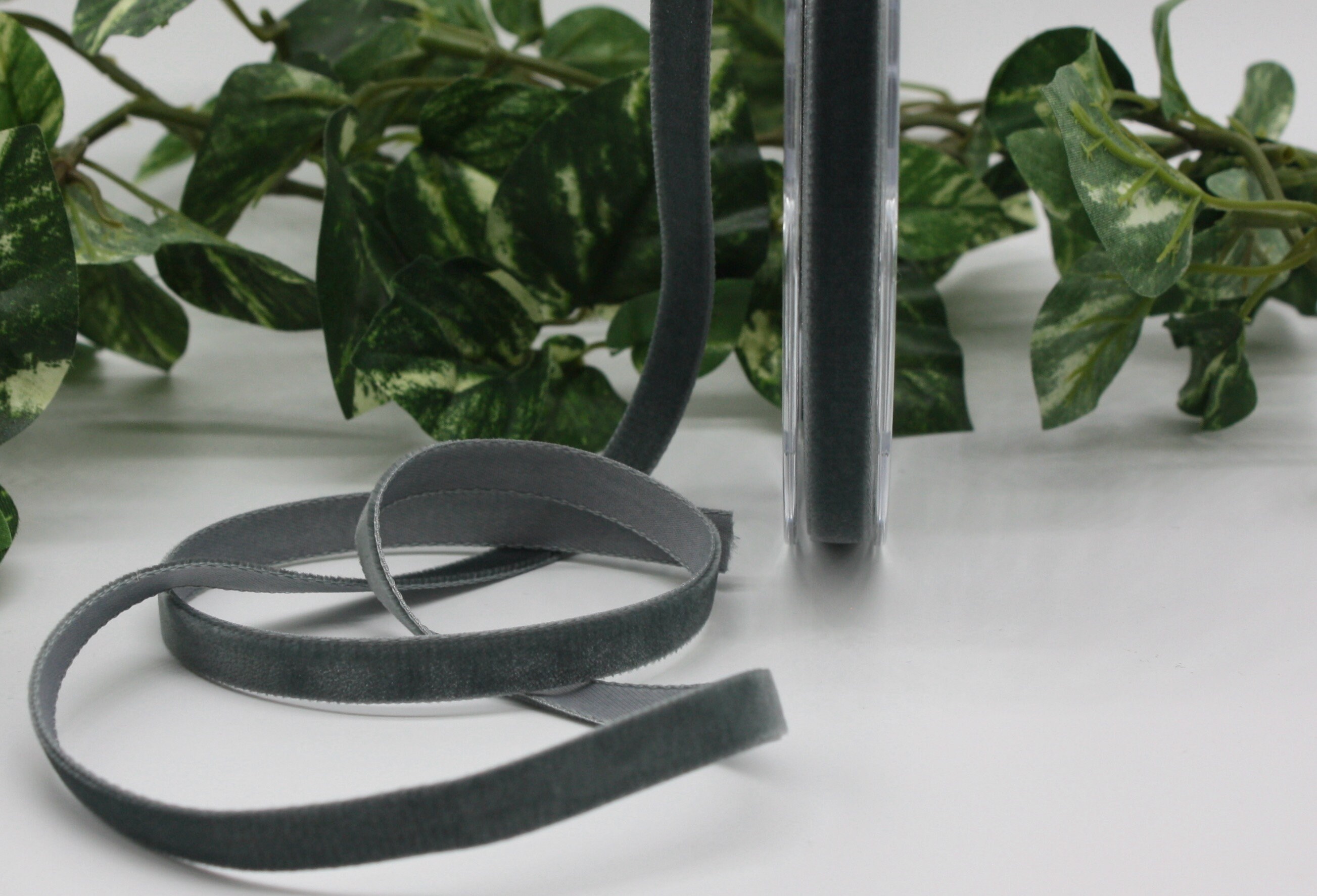 Pewter Gray Velvet Ribbon: 3/8