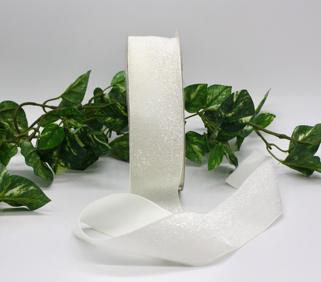 White Glitter Ribbon 1.5