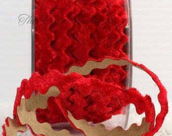 Red Velvet Stick on Ribbon 3/8" wide BY THE YARD, Adhesive Ribbon