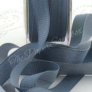 Blue Denim Look Ribbon 5/8” wide BY THE YARD