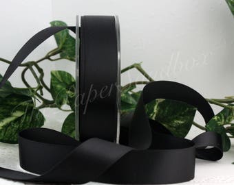 Black Satin Ribbon 7/8” wide BY THE YARD, Double Faced Swiss Satin