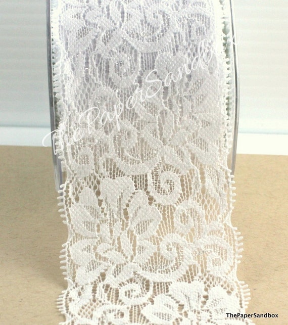 White Stretch Lace Ribbon 2.5 Wide by the Yard Etsy