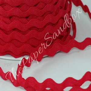 Red Ric Rac Ribbon Trim, 1/4" wide by the yard