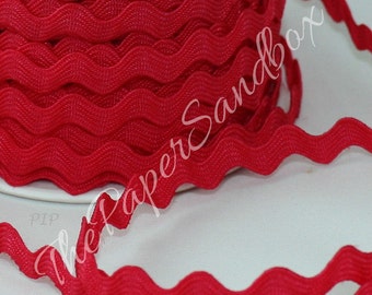 Red Ric Rac Ribbon Trim, 1/4 wide by the yard