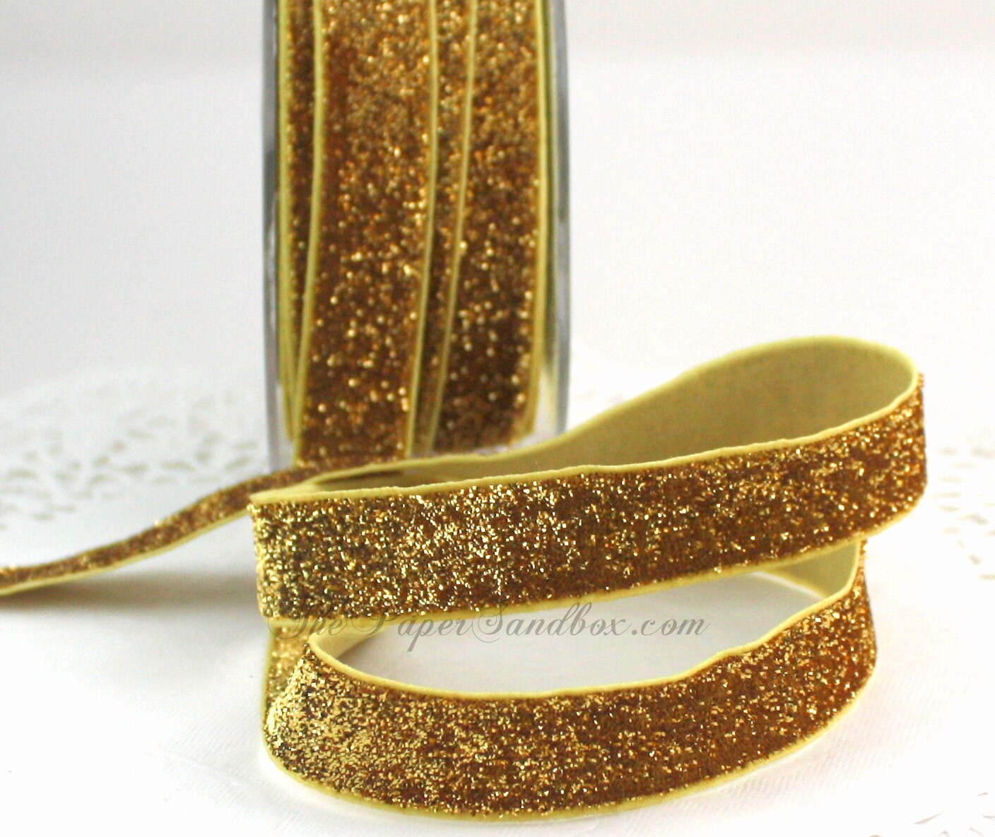 6ft Gold Glitter Elastic Ribbon
