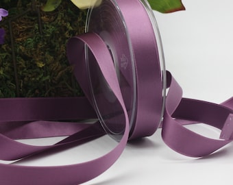Amethyst Satin Ribbon 1/4" - 1.5”  wide by the yard Pantone Lavender Herb