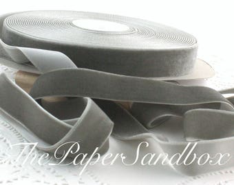 Gray Velvet Ribbon 3/4" wide wide BY THE YARD