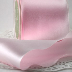 Pink Satin Ribbon 3” wide by the yard, Single Face Bias Cut