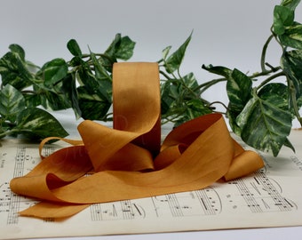 Burnt Orange Silk Ribbon 1/4” wide BY THE YARD