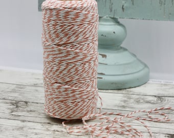 Peach/White Baker's Twine, Cotton Twine 10 yards