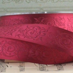 Mulberry Embroidered Satin Ribbon 7/8” wide by the yard