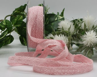 Cotton Crochet Lace Ribbon 1/2" wide Pink White Brown Blue Ivory
