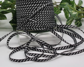 Black/White Striped Ribbon 3/16" wide BY THE YARD