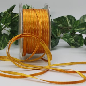 2 YARDS Orange/Yellow Reversible Satin Ribbon 3/16&quot; wide