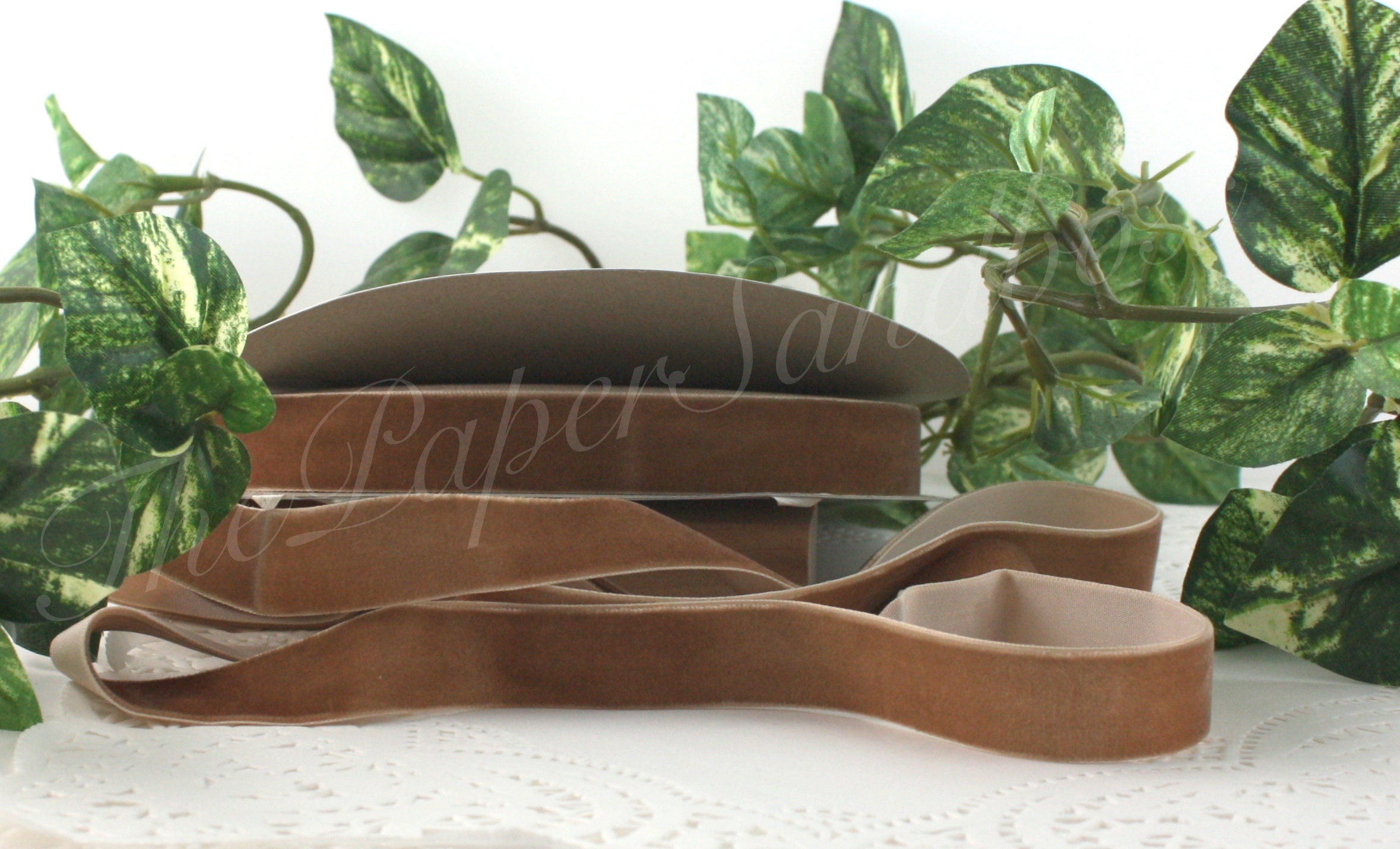 Brown Velvet Ribbon 1.5 wide BY THE YARD