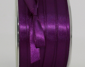 Dark Purple Satin Ribbon 3/8” wide BY THE YARD, Double Faced Swiss Satin