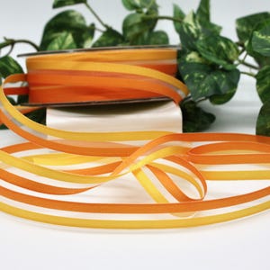 Orange/Yellow Satin/Sheer Organza Ribbon 1/2” wide BY THE YARD