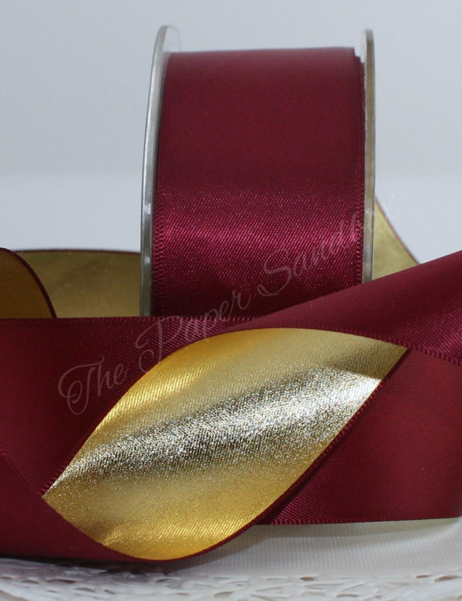 Burgundy/Gold Ribbon 1.5 wide by the yard Etsy
