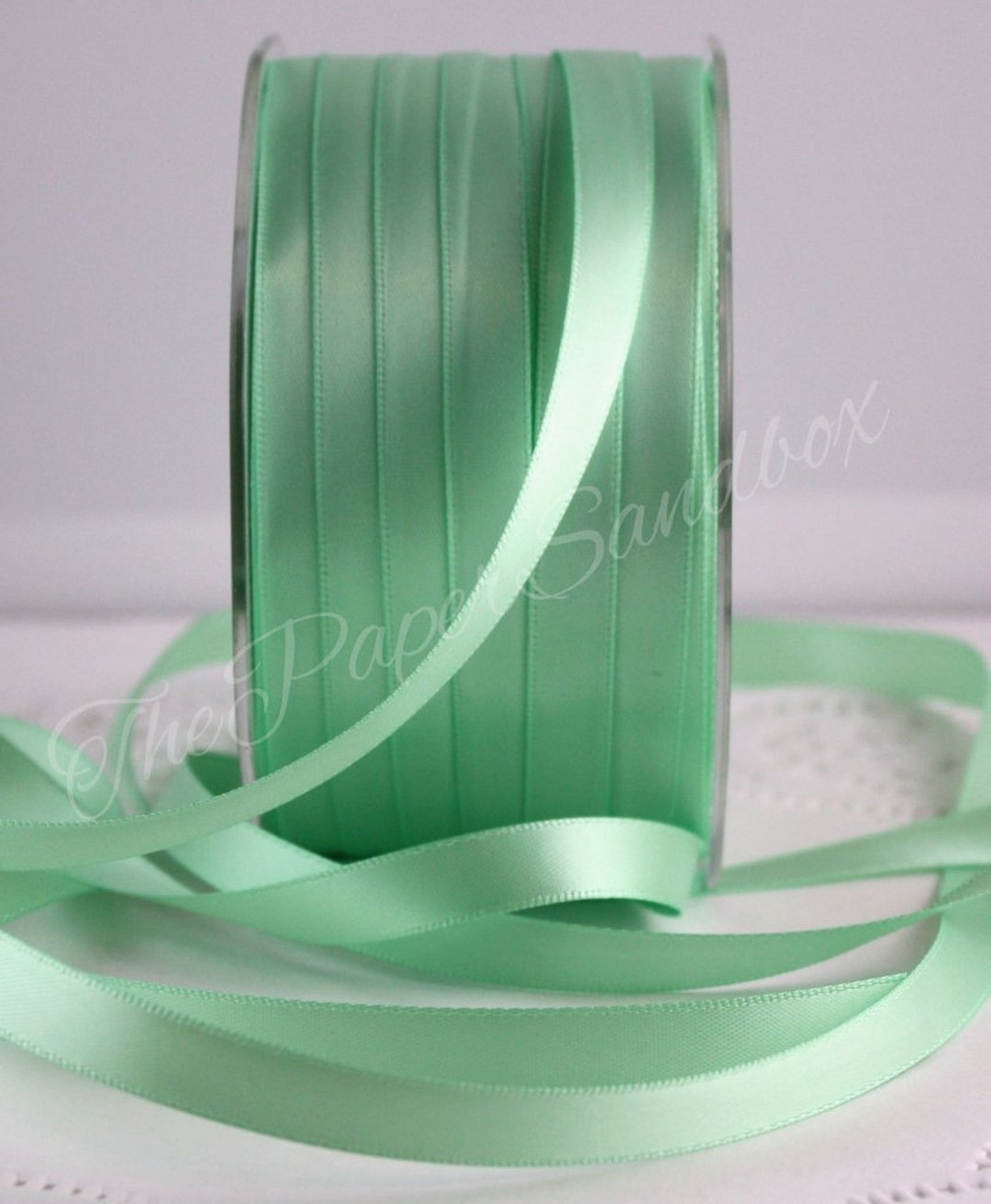 Mint Green Satin Ribbon 3/8 Wide by the Yard, Double Faced Swiss Satin Etsy