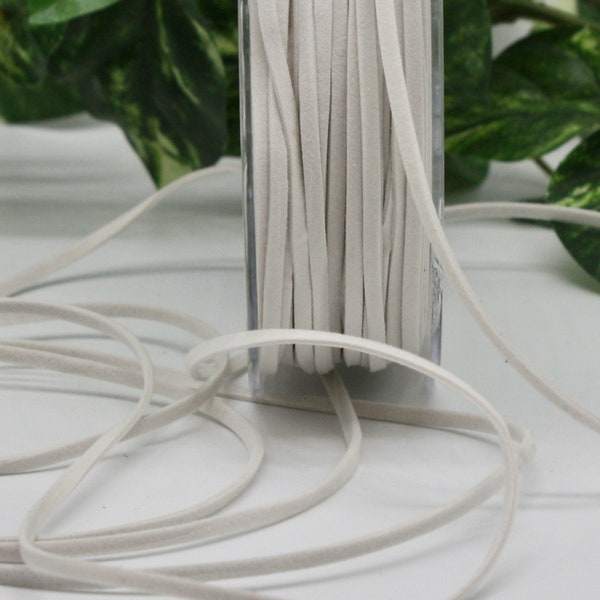 White Flat Faux Leather Cord 1/8" wide BY THE YARD