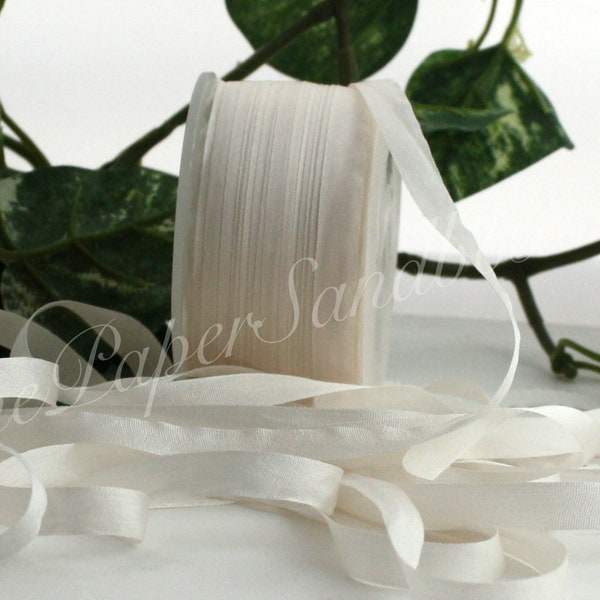 Mother of Pearl Silk Ribbon 1/4” wide BY THE YARD