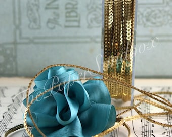 Gold Sequin Trim: 1/8" Wide, By The Yard